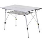 Outsunny Aluminium Portable Folding Picnic Table 4FT, Roll Up Top with Mesh Layer Rack, Ideal for Ca