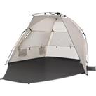 Outsunny 1-2 Man Pop-Up Beach Tent, Sun Shelter UV 20+ Protection w/ Long Floor Mesh Windows Sandbag