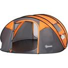 Outsunny 4-5 Person Pop-up Camping Tent Waterproof Family Tent w/ 2 Mesh Windows & PVC Windows P