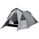Outsunny Camping Dome Tent Double Layer Backpacking Tent Large for 1-2 Person with Weatherproof Vest