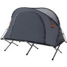 Outsunny Folding Camping Tent Cot, Portable Tent Shelter Combo with Self-Inflating Air Mattress Carr