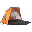 Outsunny Pop Up Beach Tent, Easy Set Up Sun Shelter, Portable Instant Beach Canopy w/ Extended Porch
