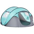 Outsunny 4 Person Pop Up Camping Tent with Vestibule Weatherproof Cover, Instant Backpacking Tent w/