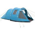 Outsunny 3-4 Man Tunnel Tent, Two Room Camping Tent with Windows and Covers, Portable Carry Bag, for