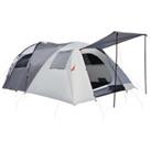 Outsunny 4-5 Man Outdoor Tunnel Tent, Two Room Camping Tent with Portable Mat, Sewn-In Floor Breatha