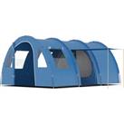 Outsunny 5-6 Man Tunnel Tent, Two Room Camping Tent with Sewn-In Floor, 2 Doors and Carry Bag, 2000m