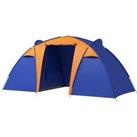 Outsunny 4-6 Person Camping Tunnel Tent with 2 Bedrooms, Living Area, Porch, 2000mm Waterproof, Easy