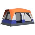 Outsunny Seven-Man Camping Tent, with Small Rainfly and Accessories - Orange