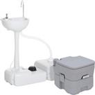Outsunny Portable Toilet and Camping Sink Set with Fresh and Waste Tank, Wastewater Recycled Set for