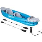 Outsunny Inflatable Kayak 2-Person Inflatable Boat Canoe Set w/ Air Pump, Aluminium Oars, Blue, 330x