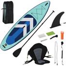 HOMCOM 10.5ft Inflatable Stand Up Paddle Board Kayak Conversion Kit SUP Accessories Carry Bag Non-Slip Deck Adj Paddle Seat Pump Leash Green