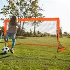 HOMCOM Outdoor Folding Football Goal, Tetoron Mesh, Orange, Ideal for Garden and Park Play