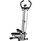 HOMCOM Adjustable Twist Stepper Fitness Step Machine, LCD Screen, Height-Adjust Handlebars, Home Gym