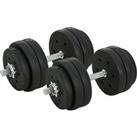 Dumbbells Set Hand Weight 30KG Adjustable Barbell Weight Lifting Equipment by HOMCOM