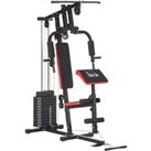 HOMCOM Multi Gym with Weights, Multifunction Home Gym Machine with 66kg Weight Stack for Full Body Workout and Strength Training, Red