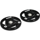 SPORTNOW Olympic Weight Set: Tri-Grip Rubber Barbell & 2 x 10kg Plates for Strength Training, Bl
