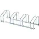 HOMCOM Bicycle Parking Stand, Floor or Wall Mounted Bike Rack, Cycle Storage with Locking Feature, 4 Racks, Silver