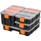 DURHAND Tool Storage Box Set, 4-Pack, Various Sizes, PP Material, Hardware Organiser, Black/Orange