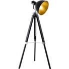 HOMCOM Studio Floor Lamp,Tripod Spotlight Lamp with Wood Legs, 30 cm Lampshade and Max. 40W, 152cm F