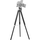 HOMCOM Industrial Tripod Floor Lamp, Nautical Cinema Standing Spotlight with Wood Legs and Adjustable Height for Living, Bedroom, Black and Silver