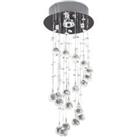 HOMCOM Metal Crystal Ceiling Light Chandelier Elegant Pendant Lamp Living Room Stairway Stairway Spiral Rain Drop Pendant Lamp Silver