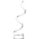 HOMCOM Modern Wave-Shaped LED Table Lamp with Round Metal Base for Living Room, Bedroom, Study, Dining Room, Office, Cool White 6000K, White