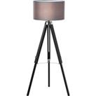 HOMCOM Modern Tripod Standing Lamps for Living Room with Fabric Lampshade, Floor Lamps for Bedroom, 
