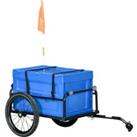 HOMCOM Steel Trailer for Bike, Bicycle Cargo Trailer with 65L Storage Box and Foldable Frame, Max Load 40KG, Blue