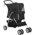 PawHut Pet Stroller Dog Pushchair Foldable Travel Carriage for Small Miniature Dogs Cats w/ Zipper E