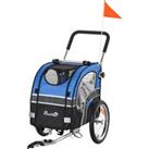 PawHut Dog Bike Trailer 2-in-1 Pet Cart Carrier Stroller Pushchair for Bicycle with 360 Rotatable Front Wheel Reflectors Weather Resistant Blue