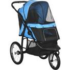 PawHut Pet Stroller Dog Pram Foldable Dog Pushchair Cat Travel Carriage w/ Adjustable Canopy, Wheels, for Medium Small Pets, Blue