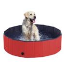 PawHut Pet Swimming Pool, Foldable, 120 cm Diameter-Red