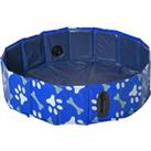 PawHut Dog Swimming Pool, Foldable Pet Bath Tub, Shower Padding Pool for Dogs and Cats, Indoor/Outdoor Use, ??0x20cm, Blue