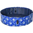 PawHut Portable Dog Swimming Pool, Foldable Pet Bath Tub for Indoor/Outdoor Use, 120x30cm, Blue