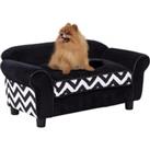 PawHut Pet Sofa for XS-S Dogs, Cat Couch with Soft Cushion, Washable Cover, Detachable Legs, Wooden Frame, Black