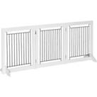 PawHut Dog Gate, Freestanding Pet Gate, Wooden Puppy Fence Foldable Design with 61 cm Height 3 Panels, 2 Support Feet, for House Doorway Stairs White