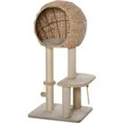 PawHut Cat tree Cat Tower 100cm Climbing Activity Center with Sisal Scratching Post Condo Perch Hang