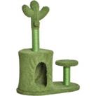 PawHut Cat Tree Tower Cactus Shape with Scratching Post Condo Perch Dangling Ball Kitten Toy Play Ho
