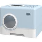 PawHut Cat Litter Box Enclosed with Lid Front Entry Top Exit, Drawer Tray, Scoop, 52L x 41W x 38.5Hc