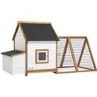 PawHut Chicken Coop, Hen House, Wooden Poultry Cage with Outdoor Run, Nesting Box, Removable Tray, W