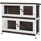 PawHut 2 Tiers Rabbit Cage Outdoor Guinea Pig Hutch with Sliding Trays, Asphalt Roof, No Screws Inst