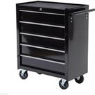HOMCOM Cold Rolled Steel 5-Drawer Rolling Tool Storage Cabinet Tool Chest Black