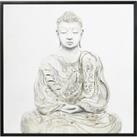 HOMCOM Canvas Wall Art Gold Textured Buddha Sit in Meditation, Wall Pictures for Living Room Bedroom