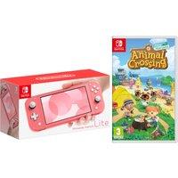 Nintendo Switch Lite 32GB with Animal Crossing: New Horizons - Coral, Red
