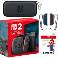 Nintendo Switch 2 256GB with Nintendo Joy-Con2 L/R, Nintendo Switch2 Carry Case, Screen Protector, Samsung microSD Express Card - Neon Red/Blue, Multi Colour