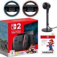 Nintendo Switch 2 256GB with Mario Kart World, Joy-Con 2 Wheel Pair, Nintendo Switch 2 Camera, Samsung microSD Express Card - Neon Red/Blue, Multi Colour