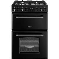 Belling 60cm Double Oven Dual Fuel Farmhouse 60DF Mini Range Cooker - Black - A Rated, Black