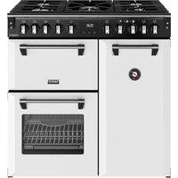 Stoves Richmond DX 90DF 90cm Dual Fuel Range Cooker with Gas Hob - Ice White - A Rated, White