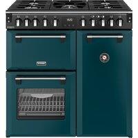 Stoves Richmond DX 90DF 90cm Dual Fuel Range Cooker with Gas Hob - Deep Marine - A Rated, Green