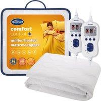 Silentnight Quilted Heated Mattress Topper- Double - White, White